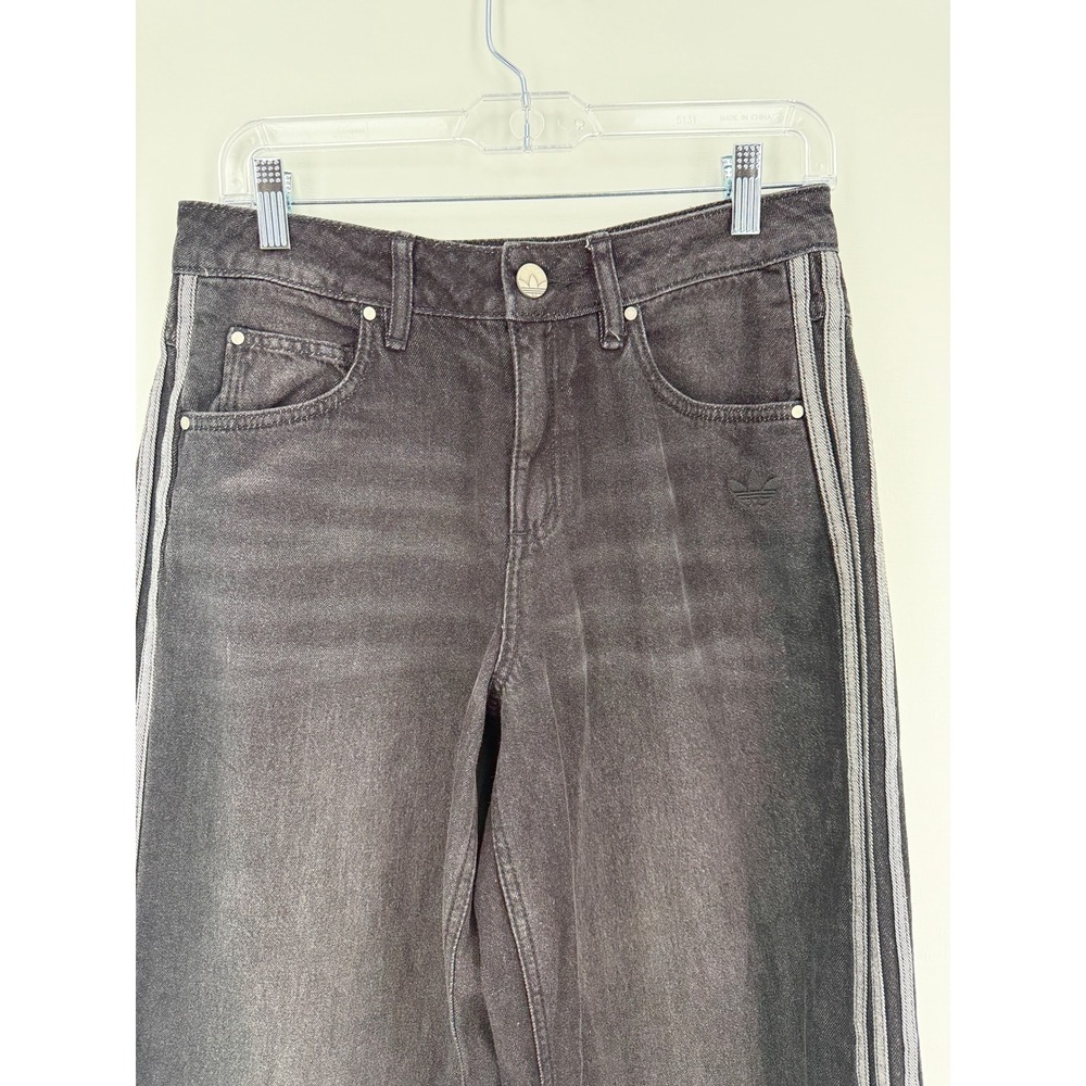 Adidas Y2K Pants Women Size 26/30‎ Black Originals Adicolor Denim Adilenium New - Picture 2 of 15